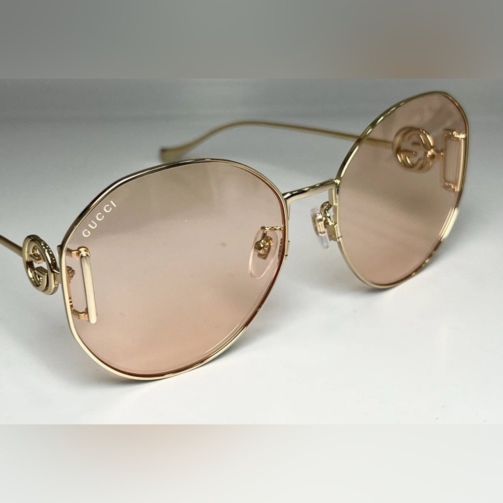 NIB GUCCI GG Logo Pink Round Sunglasses